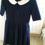 Zara Navy Dress with Cream Collar - Size XS Image 2