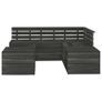6 Piece Garden Pallet Lounge Set Solid Pinewood Dark Grey Image 4