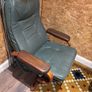 Genuine Vintage Mid-Century Leather Recliner & Footstool Image 6