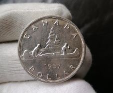 1957 Canada Silver One Dollar Coin
