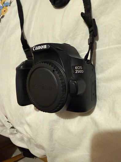 Canon EOS 250D DSLR Camera with + 50mm lens +18-135mm lens + and selfie tripod.