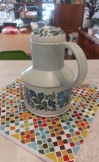 Fabulous Vintage Midwinter Stonehenge Coffee Pot and Milk Jug in the Caprice Pattern (Spanish Garden) Designed by Jessie Tate, Excellent Condition