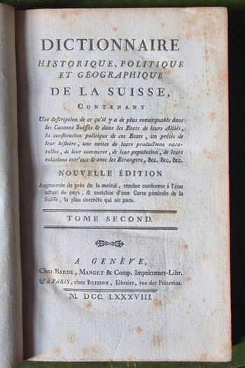 Rare Leather Antique book set. Dated 1788. Swiss and French. Dictonary