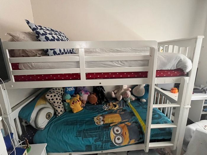 White single bunkbeds