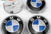 x4 BMW 68mm Carbon Blue/silver centre caps