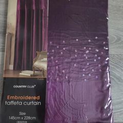 Embroidered Taffeta Curtain