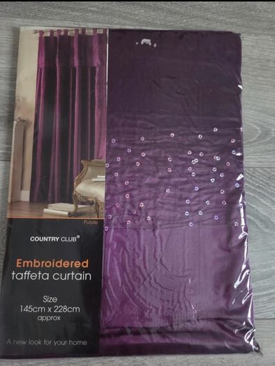 Embroidered Taffeta Curtain