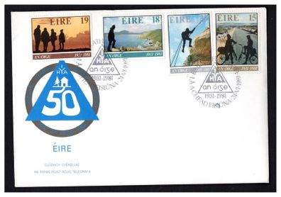 1981 Ireland 50th Anniversary of the Founding of An Oige Stamp Set P&T First Day (FDC) Addressed Cover