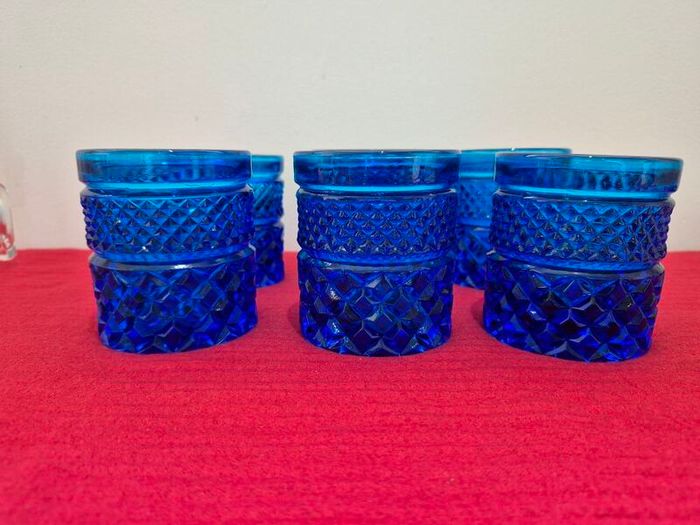 Vintage Anchor Hocking Blue Wexford Tumblers Set of 6