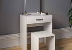 Dressing Table Isla 1 Drawer Mirror & Stool Bedroom Set Makeup Vanity Cosmetics Storage Desk Dresser Furniture White (FREE SHIPPING)
