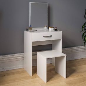 Dressing Table Isla 1 Drawer Mirror & Stool Bedroom Set Makeup Vanity Cosmetics Storage Desk Dresser Furniture White (FREE SHIPPING)