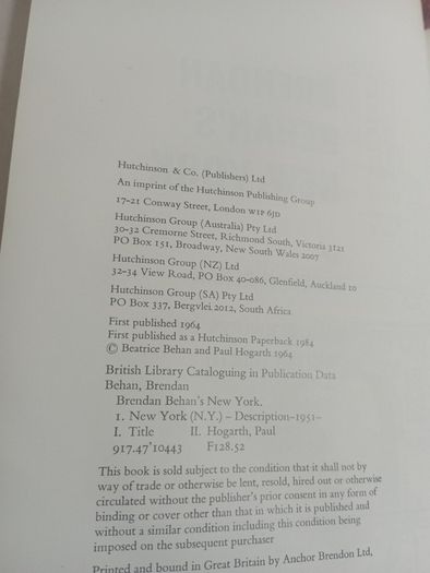 Brendan Behan 's NEW YORK