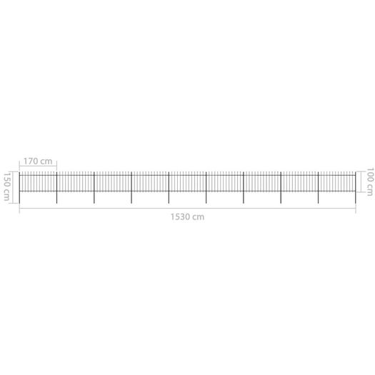 Garden Fence with Spear Top Steel 15.3x1 m Black