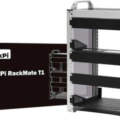 DeskPi RackMate T1, 10 Inch 8U Server Cabinet, 200mm Depth Mini Rack with Rack Shelf & Blank Panel, for 10 Inch AV, NAS and Server Equipment (Silver)