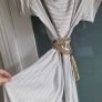 Gila Grunert Vintage Grey & White Vertical Striped Midi Dress with Pockets Sz 12-14 Image 9