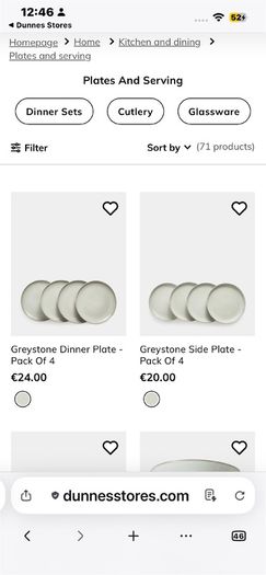 Eight Dunnes Home Greystone dinner plates