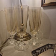 Vintage Mid-Century Crystal Champagne Flutes - Set of 4