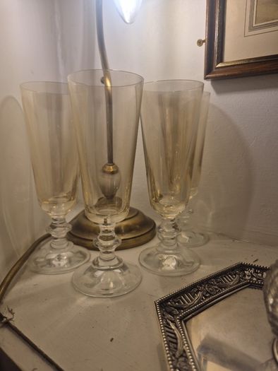 Vintage Mid-Century Crystal Champagne Flutes - Set of 4
