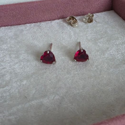 Pandora red heart stud earrings very good condition