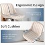 Bar Stools Set of 2, Adjustable PU Leather Bar Stool Beige Image 7