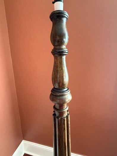 Vintage Carved Mahogany Wood Floor Lamp