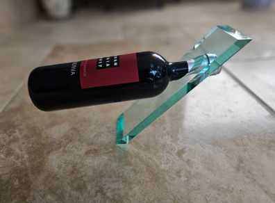Novelty perspex wine bottle holder - Gravity Defying
