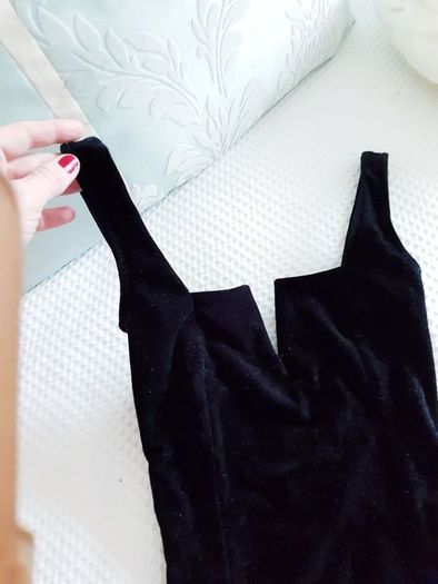 Black Velvet Bodysuit - Size xs