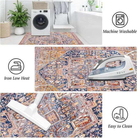 Rugs Living Room 160x230cm Non-Slip Washable Rug for Bedroom large Thin Low Profile Floor Carpet for Office Bathroom Dinning Room Playroom