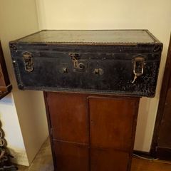 Victorian leather-covered trunk