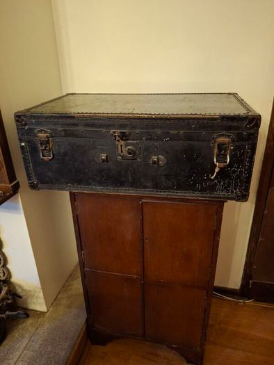 Victorian leather-covered trunk
