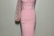 NEW Chi Chi London Pink Krissie One-Shoulder High/Low Cocktail Dress UK6