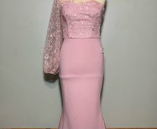 NEW Chi Chi London Pink Krissie One-Shoulder High/Low Cocktail Dress UK6