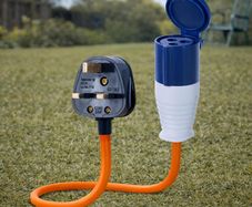 UK Plug to 16A Site Socket, 20cm, Adaptor Cable Perfect for Camping Caravan, Motorhome, Campervan, IP44, Weatherproof