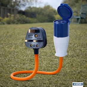 UK Plug to 16A Site Socket, 20cm, Adaptor Cable Perfect for Camping Caravan, Motorhome, Campervan, IP44, Weatherproof