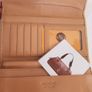 New genuine Monsac camel leather wallet tag attached Image 6