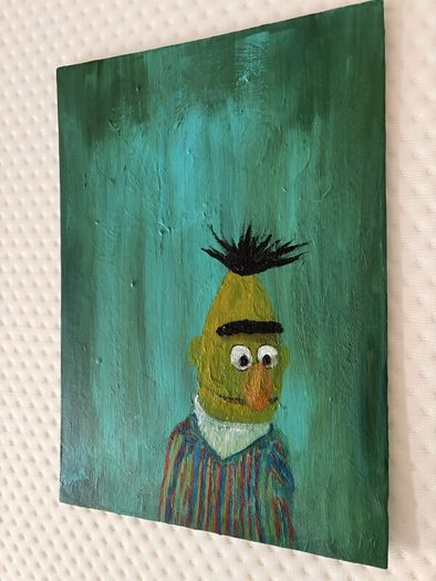 Framed Sesame Street "Bert" Acrylic painting on canvas