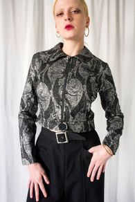 VINTAGE 1960s designer gold lurex paisley pattern cropped ladies jacket by Janice Wainwright for Simon Massey S M