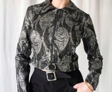 VINTAGE 1960s designer gold lurex paisley pattern cropped ladies jacket by Janice Wainwright for Simon Massey S M