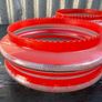 Vintage 1960s Mid-Century Three-Arm Chandelier Red and White Geometric Glass Image 8