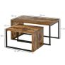 Coffee Tables Nesting Table Set of 2 Side Table w/ Metal Frame for Living Room Bedroom Black & Brown Image 3