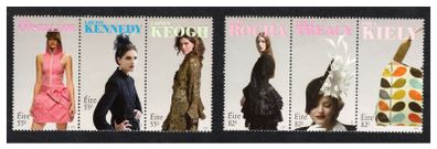 2010 Ireland Irish Fashion Designers (Paul Costello, Louise Kennedy, Lainey Keogh, John Rocha, Philip Treacy & Orla Kiely) Commemorative Stamp Mint Never Hinged (MNH).