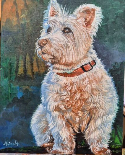 Westi West Highland terrier - original oil painting