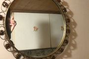 Vintage Round mirror with decorative scrolls &amp; unusual gems