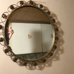 Unusual Vintage mirror with decorative scrolls & gems
