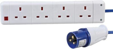 Pro Elec Extension Lead 4 Gang to 16A Plug 5m caravan hook up