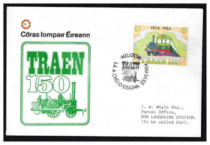 1984 Ireland CIE Railway Stamp First Day Cover (FDC)