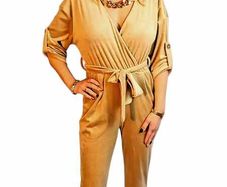 Surplice neck velvet wide leg jumpsuit