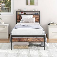 3ft Single Bed Frame with Storage Headboard,Single Beds