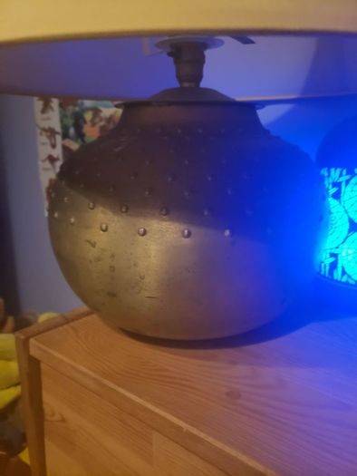 Brass vintage lamp with new mustard shade