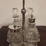 Antique Silver Plate Cut Crystal Condiment Set Image 2